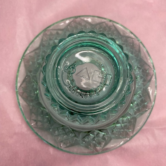 VINTAGE TURQUOISE CANDLE HOLDERS BY BALI GLASS INDONESIA - Picture 5 of 7